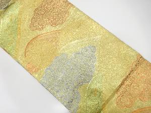 山並に雲・花唐草模様織り出し 袋帯